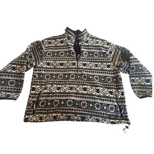 L.L Bean Vtg Womens 3X Polartec Windproof Aztec Fleece Pullover 1/2 Zip Jacket